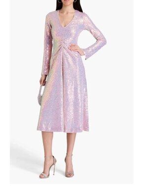 Rotate Birger Christensen Sequin midi dress sz 36 4 US color Pink Iridescent NWT